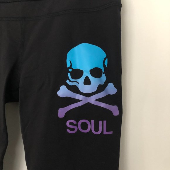 Lululemon X SoulCycle Skull Inspire Crop Black Mesh Leggings - Picture 2 of 9